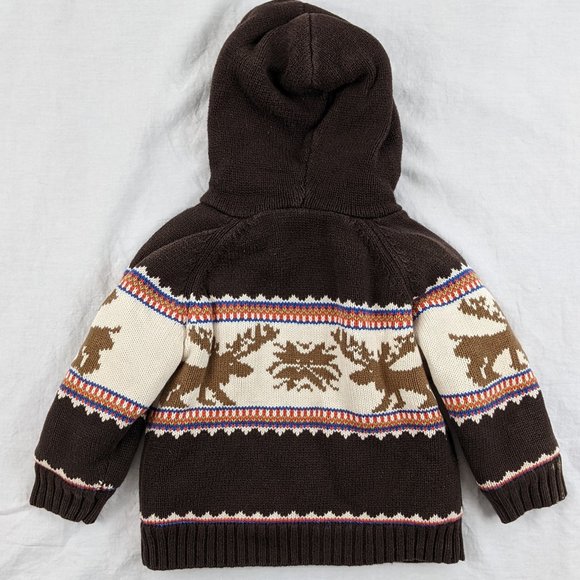3/$20 Cherokee Baby Teddy Fleece Lined Moose Sweater Size 12 to 18mths - Picture 2 of 5